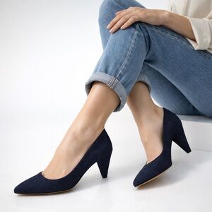 Kate Spade Blue Denim Mid Cone Heel Pumps 8 1/2